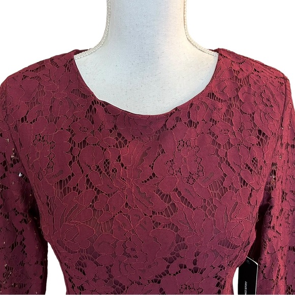 NWT Lulus Flair-est of Them All Plum Purple Lace Flounce Sleeve Dress SZ Small - Picture 3 of 10
